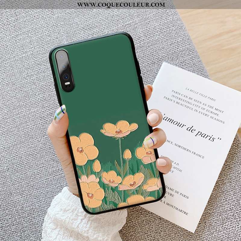 Housse Huawei P30 Fluide Doux Ultra Protection, Étui Huawei P30 Silicone Art Bleu