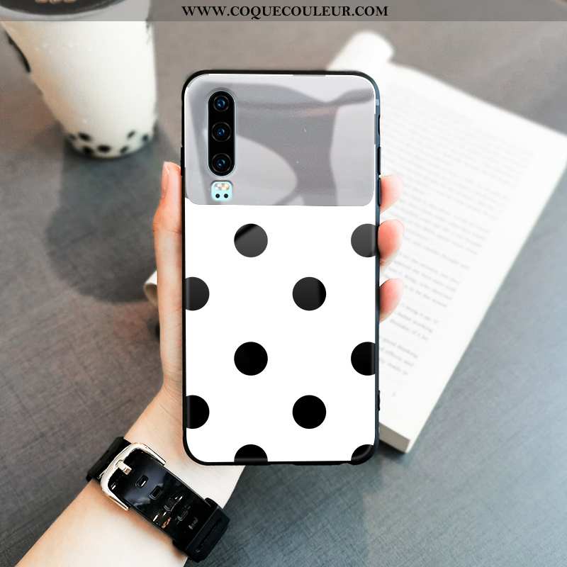 Housse Huawei P30 Protection Coque Incassable, Étui Huawei P30 Charmant Tendance Blanche