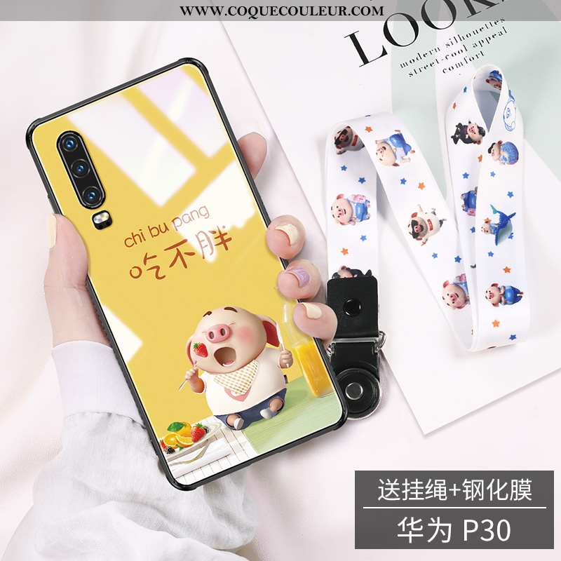 Coque Huawei P30 Charmant Tendance Rose, Housse Huawei P30 Ultra Verre Rose