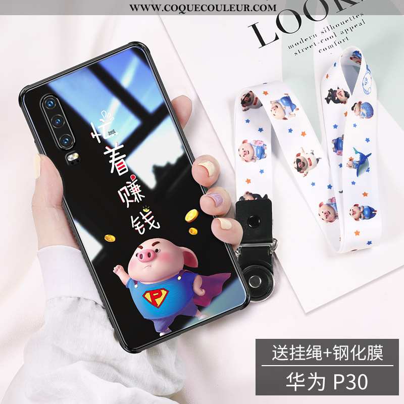 Coque Huawei P30 Charmant Tendance Rose, Housse Huawei P30 Ultra Verre Rose