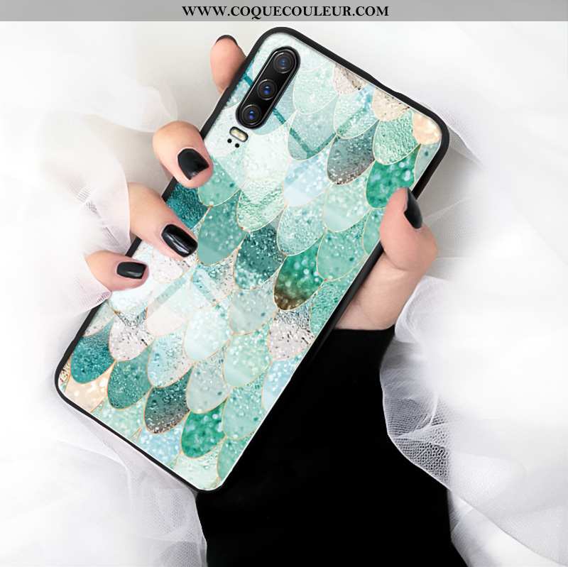 Housse Huawei P30 Personnalité Coque Protection, Étui Huawei P30 Créatif Tendance Verte