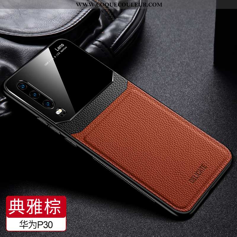 Housse Huawei P30 Cuir Tout Compris Coque, Étui Huawei P30 Protection Bleu