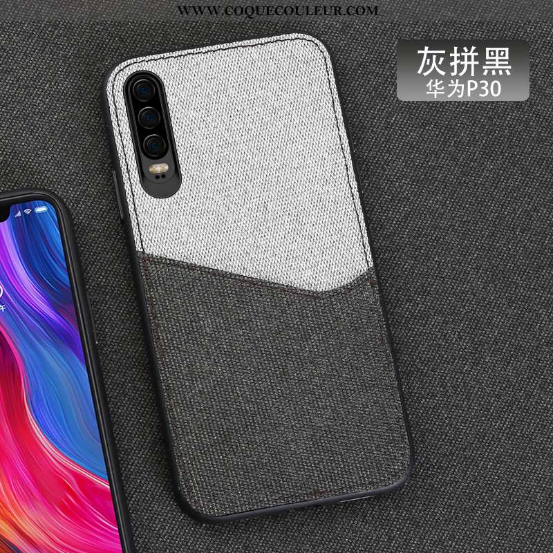 Housse Huawei P30 Modèle Fleurie Personnalité Gris, Étui Huawei P30 Protection Luxe Gris