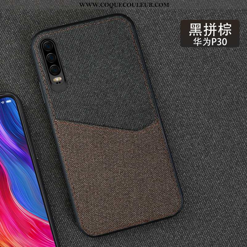 Housse Huawei P30 Modèle Fleurie Personnalité Gris, Étui Huawei P30 Protection Luxe Gris