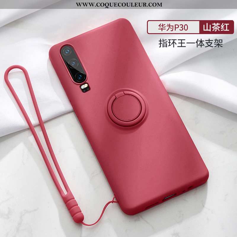 Étui Huawei P30 Silicone Ultra Délavé En Daim, Coque Huawei P30 Protection Tendance Rouge