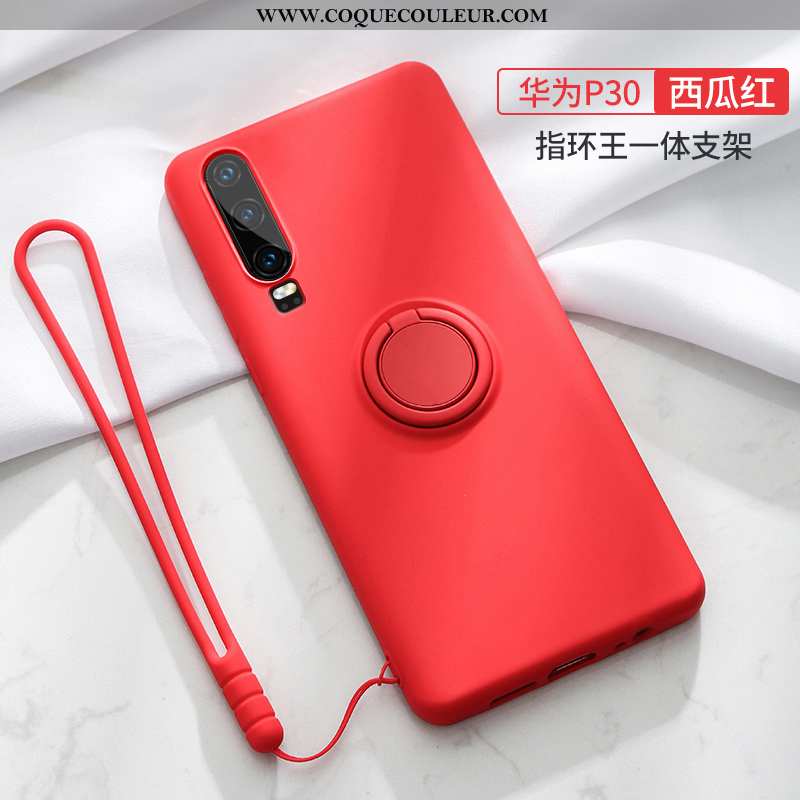 Étui Huawei P30 Silicone Ultra Délavé En Daim, Coque Huawei P30 Protection Tendance Rouge