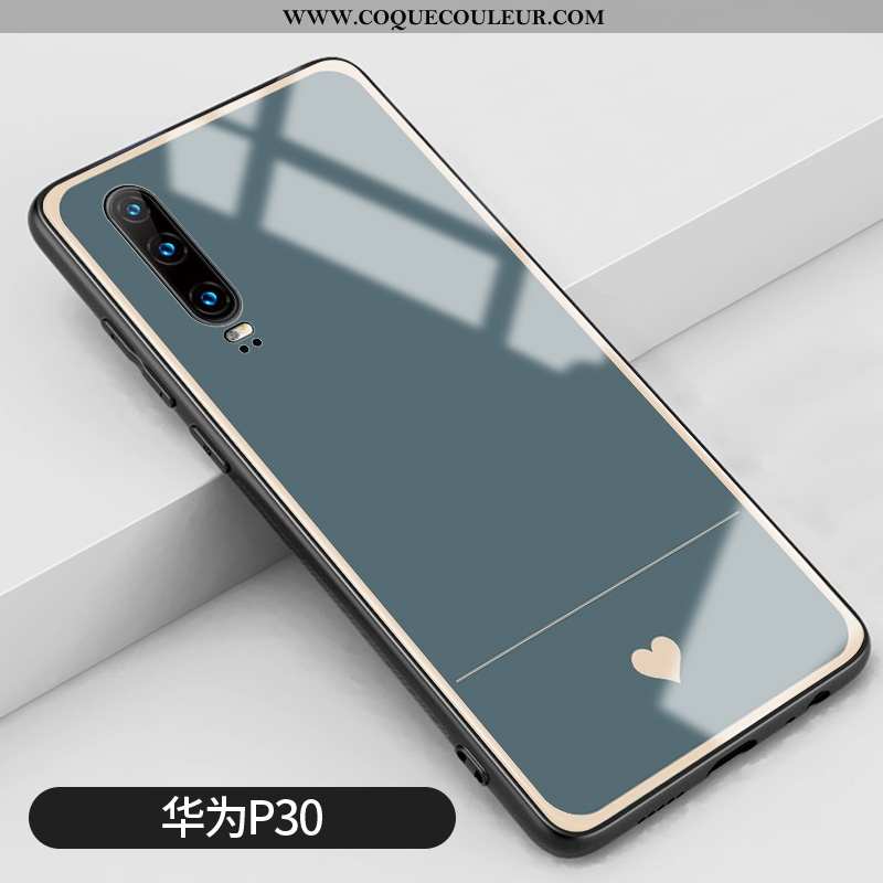 Housse Huawei P30 Silicone Gris Simple, Étui Huawei P30 Protection Or Bleu