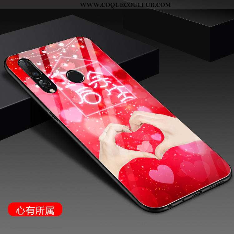 Coque Huawei P30 Lite Mode Net Rouge Jeunesse, Housse Huawei P30 Lite Verre Rouge Rose