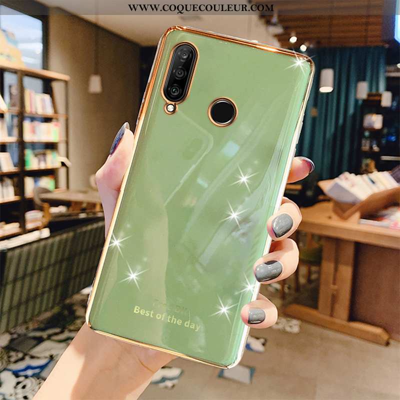 Étui Huawei P30 Lite Protection Petit Fluide Doux, Coque Huawei P30 Lite Luxe Gris Verte