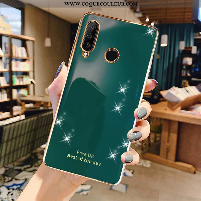 Étui Huawei P30 Lite Protection Petit Fluide Doux, Coque Huawei P30 Lite Luxe Gris Verte