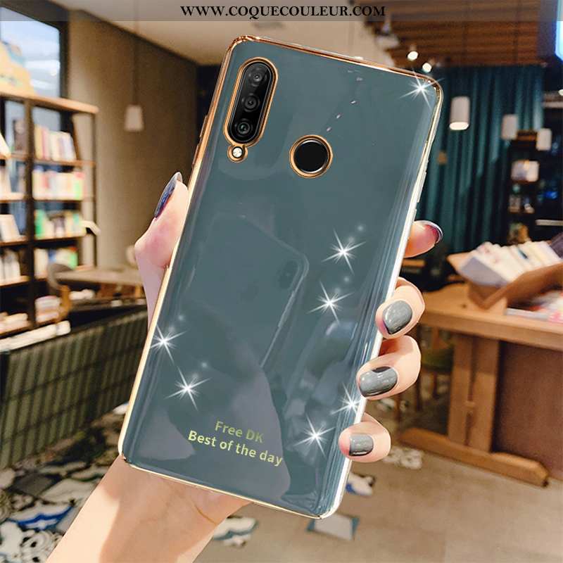 Étui Huawei P30 Lite Protection Petit Fluide Doux, Coque Huawei P30 Lite Luxe Gris Verte