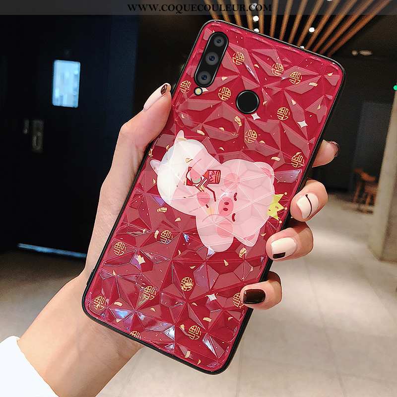 Étui Huawei P30 Lite Dessin Animé Net Rouge Vin Rouge, Coque Huawei P30 Lite Tendance Téléphone Port