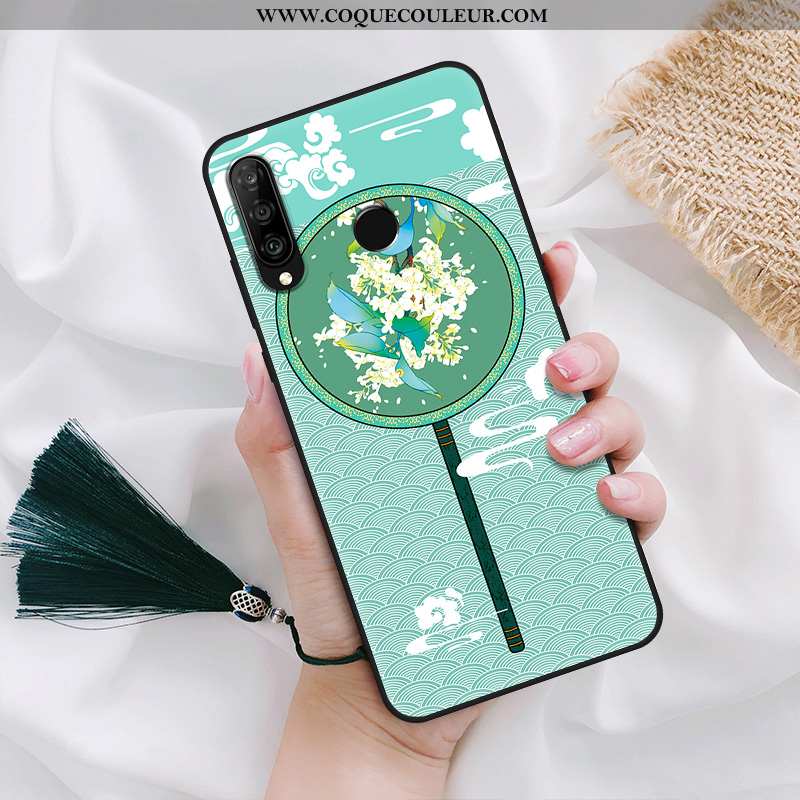 Étui Huawei P30 Lite Délavé En Daim Palais Vent, Coque Huawei P30 Lite Vert Verte