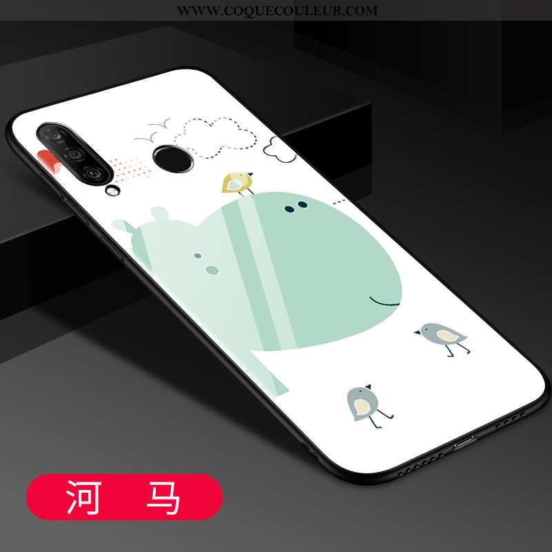 Coque Huawei P30 Lite Délavé En Daim Dessin Animé Tendance, Housse Huawei P30 Lite Créatif Verre Ver