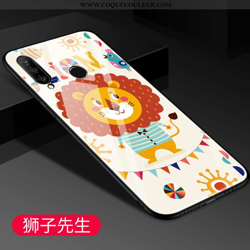 Coque Huawei P30 Lite Délavé En Daim Dessin Animé Tendance, Housse Huawei P30 Lite Créatif Verre Ver