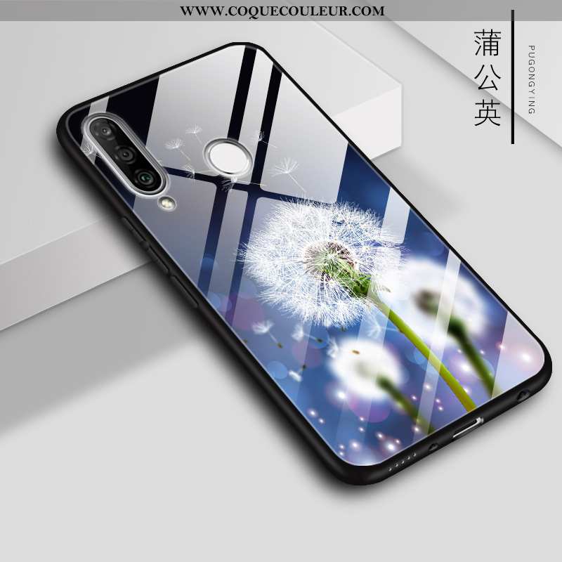 Coque Huawei P30 Lite Verre Couleur, Housse Huawei P30 Lite Téléphone Portable Blanc Blanche