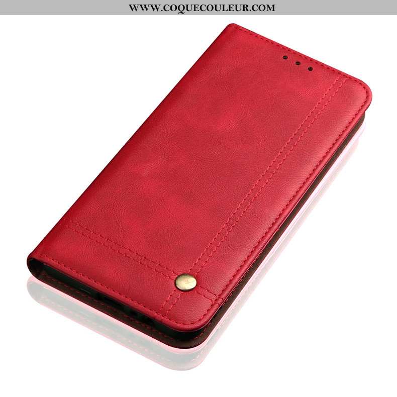 Étui Huawei P30 Lite Protection Incassable Housse, Coque Huawei P30 Lite Cuir Tout Compris Rouge