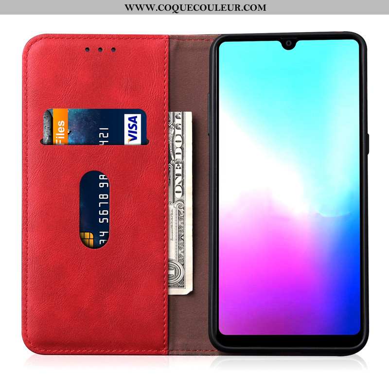 Étui Huawei P30 Lite Protection Incassable Housse, Coque Huawei P30 Lite Cuir Tout Compris Rouge