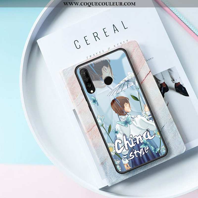 Étui Huawei P30 Lite Tendance Coque Petit, Huawei P30 Lite Protection Incassable Bleu