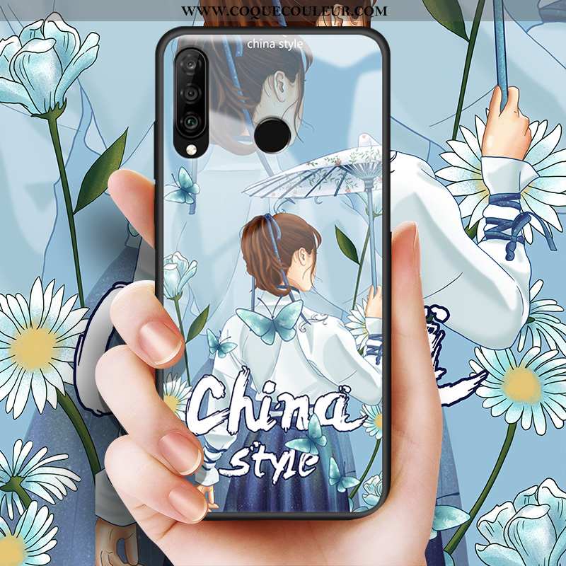 Étui Huawei P30 Lite Tendance Coque Petit, Huawei P30 Lite Protection Incassable Bleu