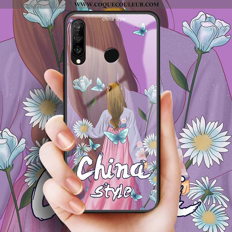 Étui Huawei P30 Lite Tendance Coque Petit, Huawei P30 Lite Protection Incassable Bleu