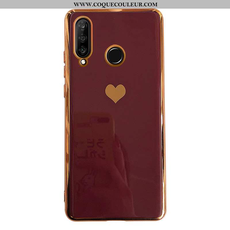 Housse Huawei P30 Lite Personnalité Amoureux Incassable, Étui Huawei P30 Lite Créatif Bordeaux