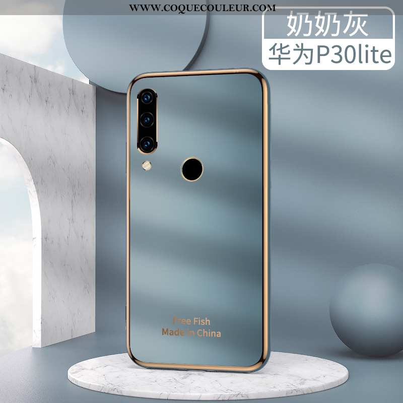 Étui Huawei P30 Lite Silicone Gris Tout Compris, Coque Huawei P30 Lite Protection Clair