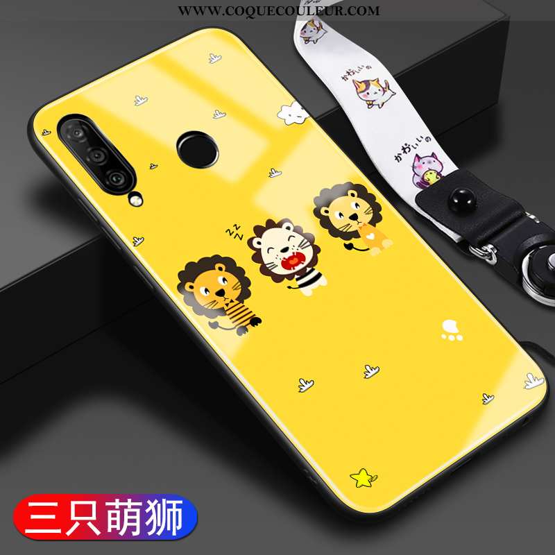 Coque Huawei P30 Lite Xl Dessin Animé Jaune Verre, Housse Huawei P30 Lite Xl Tendance Étui