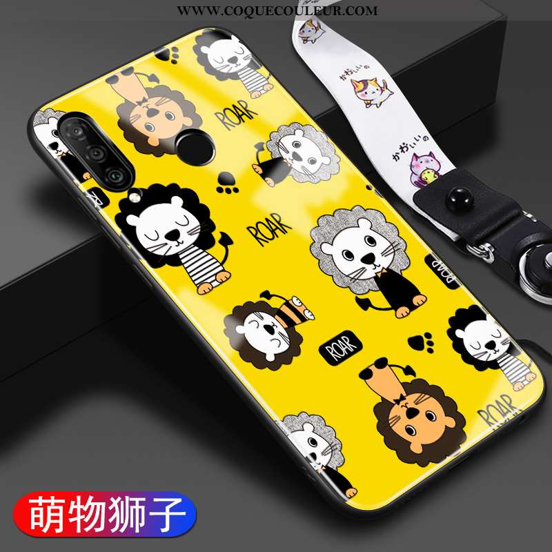 Coque Huawei P30 Lite Xl Dessin Animé Jaune Verre, Housse Huawei P30 Lite Xl Tendance Étui