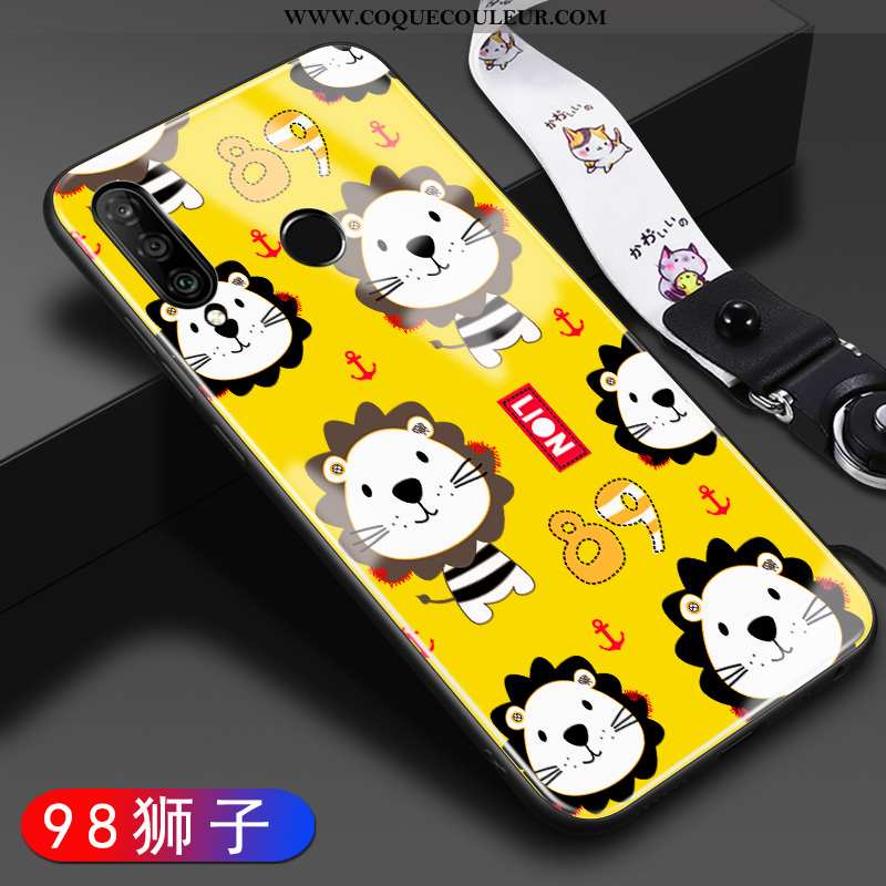 Coque Huawei P30 Lite Xl Dessin Animé Jaune Verre, Housse Huawei P30 Lite Xl Tendance Étui