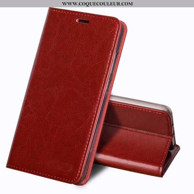 Housse Huawei P30 Lite Xl Cuir Véritable Rouge Fluide Doux, Étui Huawei P30 Lite Xl Vintage Business