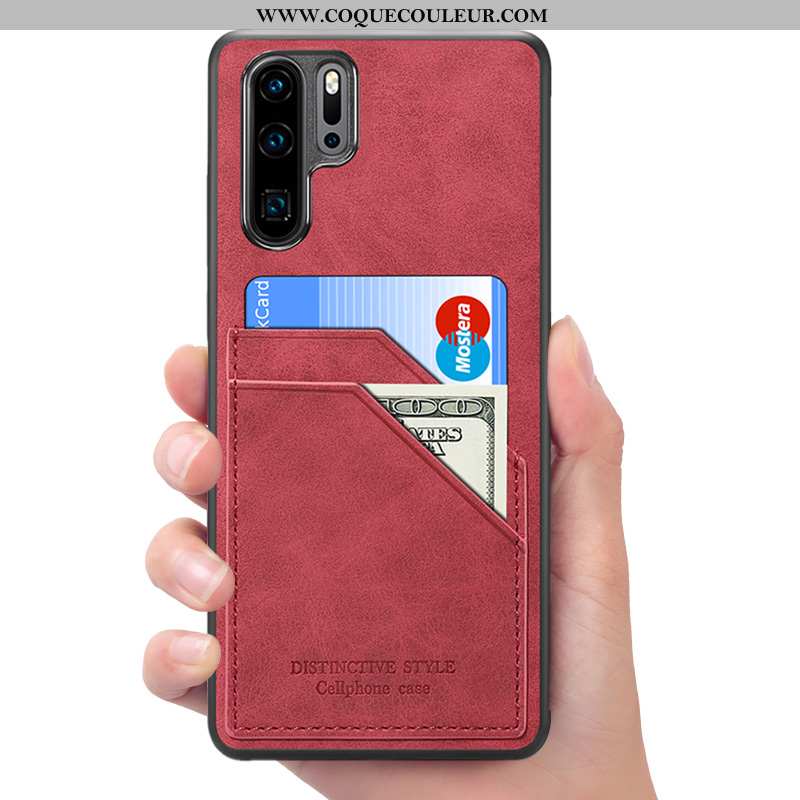 Housse Huawei P30 Pro Portefeuille Étui Rouge, Huawei P30 Pro Cuir Téléphone Portable Rouge