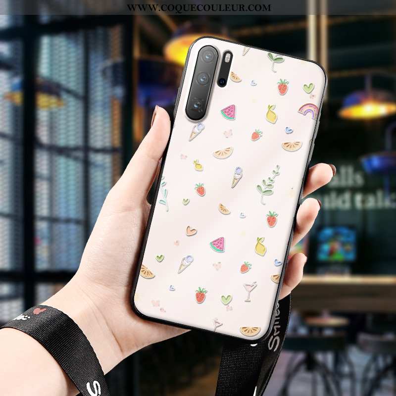 Housse Huawei P30 Pro Fluide Doux Incassable Dessin Animé, Étui Huawei P30 Pro Protection Luxe Beige