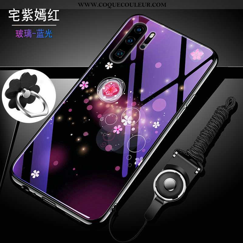 Coque Huawei P30 Pro Verre Étui Fluide Doux, Housse Huawei P30 Pro Tendance Violet