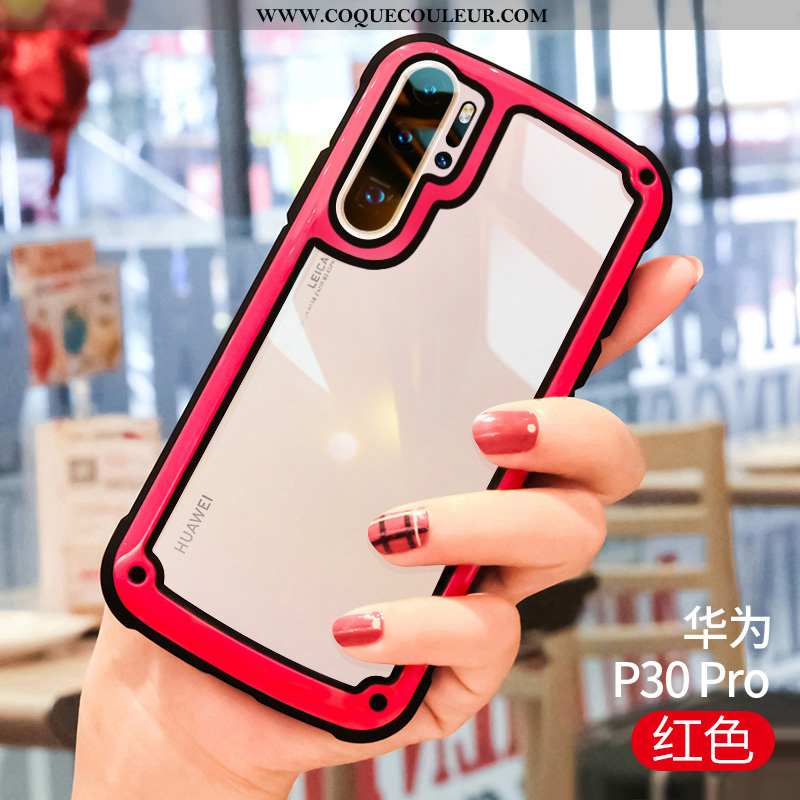 Étui Huawei P30 Pro Fluide Doux Net Rouge Blanc, Coque Huawei P30 Pro Silicone Créatif Blanche