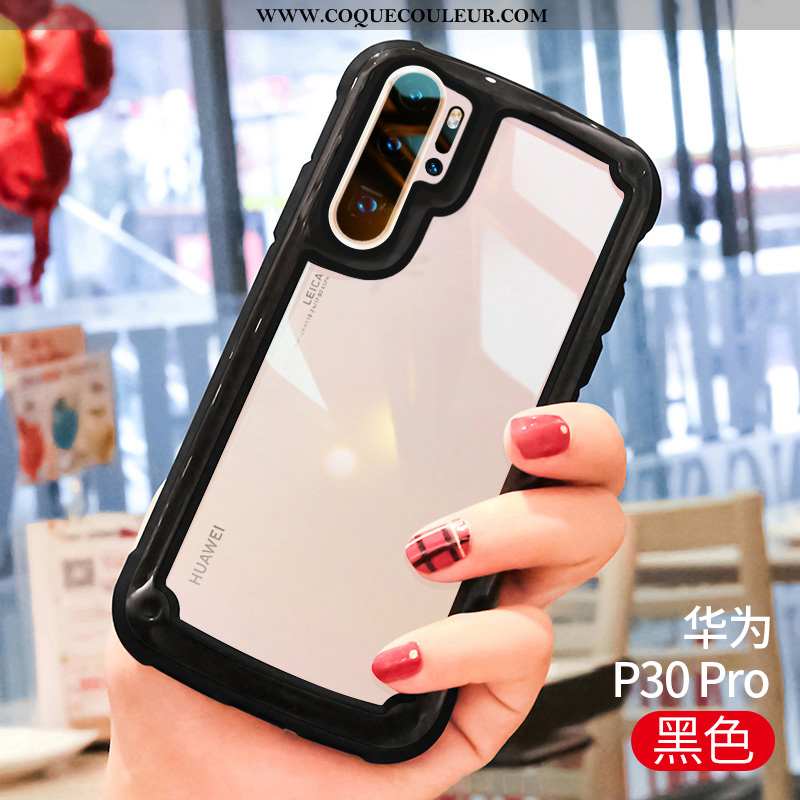 Étui Huawei P30 Pro Fluide Doux Net Rouge Blanc, Coque Huawei P30 Pro Silicone Créatif Blanche