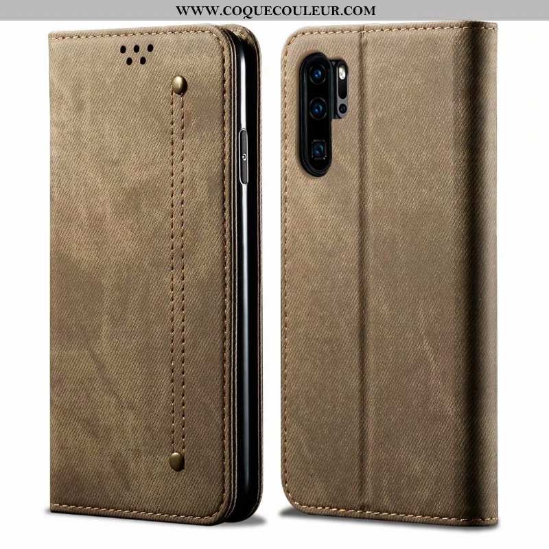 Housse Huawei P30 Pro Protection Étui Téléphone Portable, Huawei P30 Pro Cuir Clamshell Marron