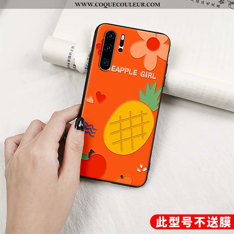 Housse Huawei P30 Pro Protection Gaufrage Fruit, Étui Huawei P30 Pro Délavé En Daim Vent Orange