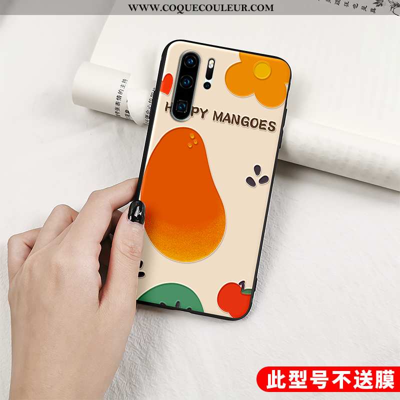 Housse Huawei P30 Pro Protection Gaufrage Fruit, Étui Huawei P30 Pro Délavé En Daim Vent Orange