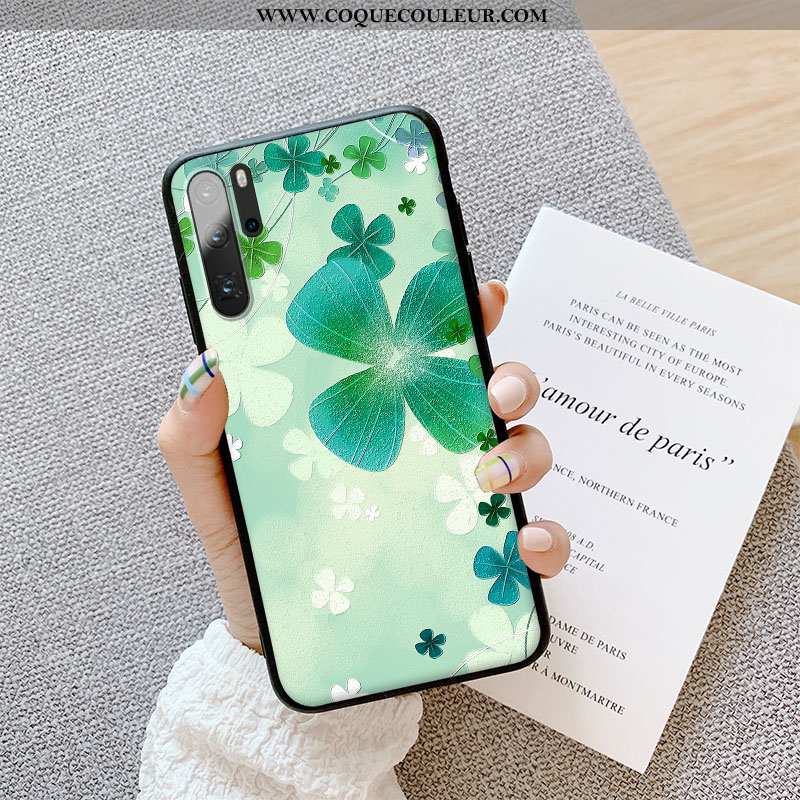 Étui Huawei P30 Pro Gaufrage Art, Coque Huawei P30 Pro Tendance Silicone Verte