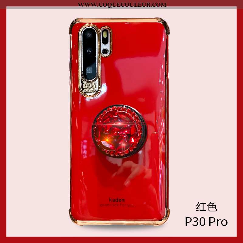 Étui Huawei P30 Pro Protection Incassable Support, Coque Huawei P30 Pro Strass Blanche