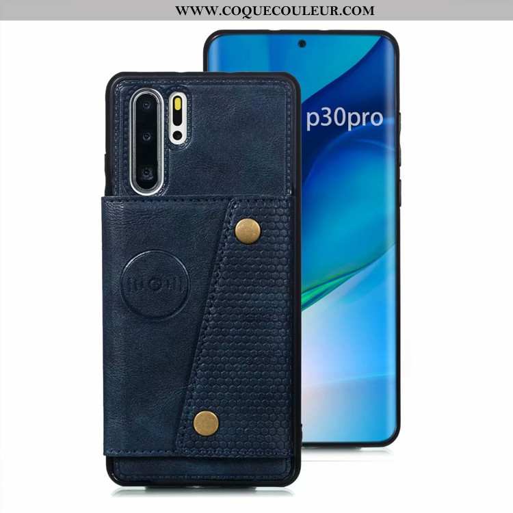 Housse Huawei P30 Pro Cuir Sac Carte Téléphone Portable, Étui Huawei P30 Pro Protection Coque Gris