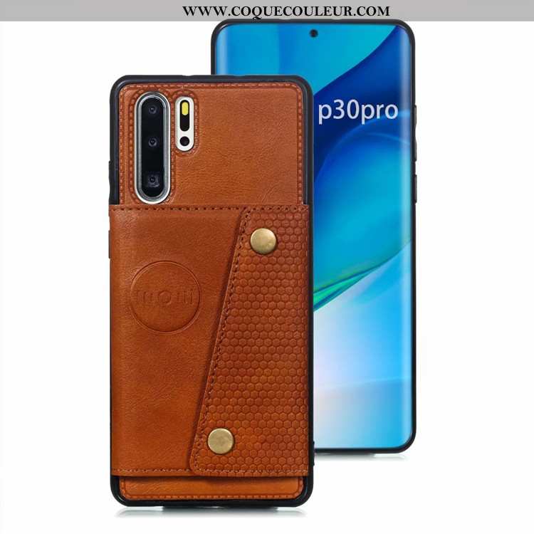 Housse Huawei P30 Pro Cuir Sac Carte Téléphone Portable, Étui Huawei P30 Pro Protection Coque Gris