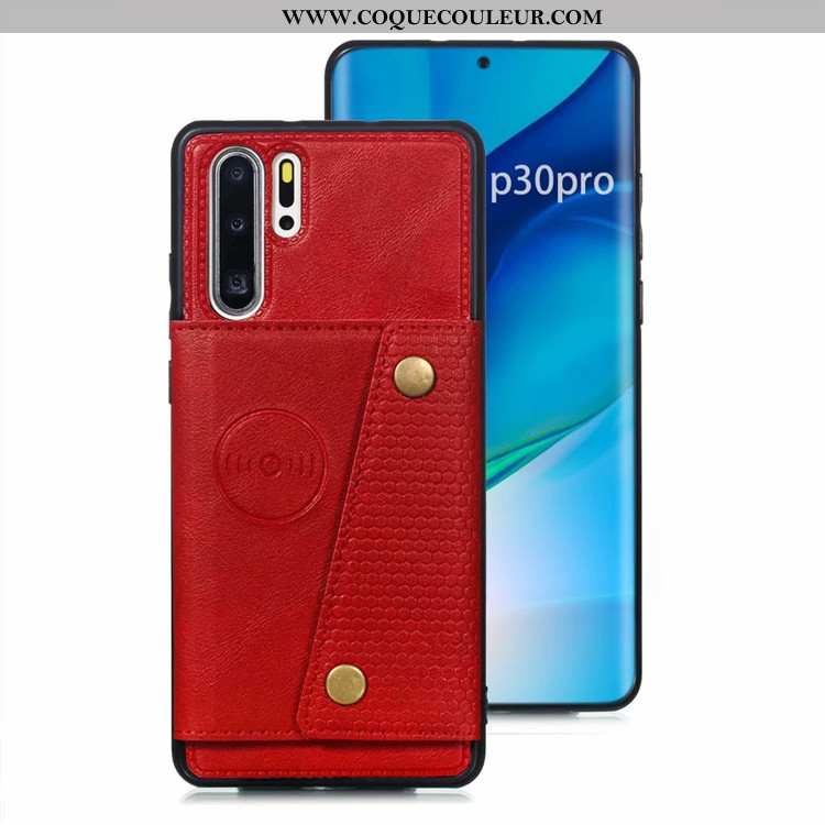 Housse Huawei P30 Pro Cuir Sac Carte Téléphone Portable, Étui Huawei P30 Pro Protection Coque Gris