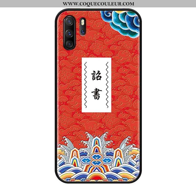 Étui Huawei P30 Pro Délavé En Daim Style Chinois, Coque Huawei P30 Pro Ornements Suspendus Rouge