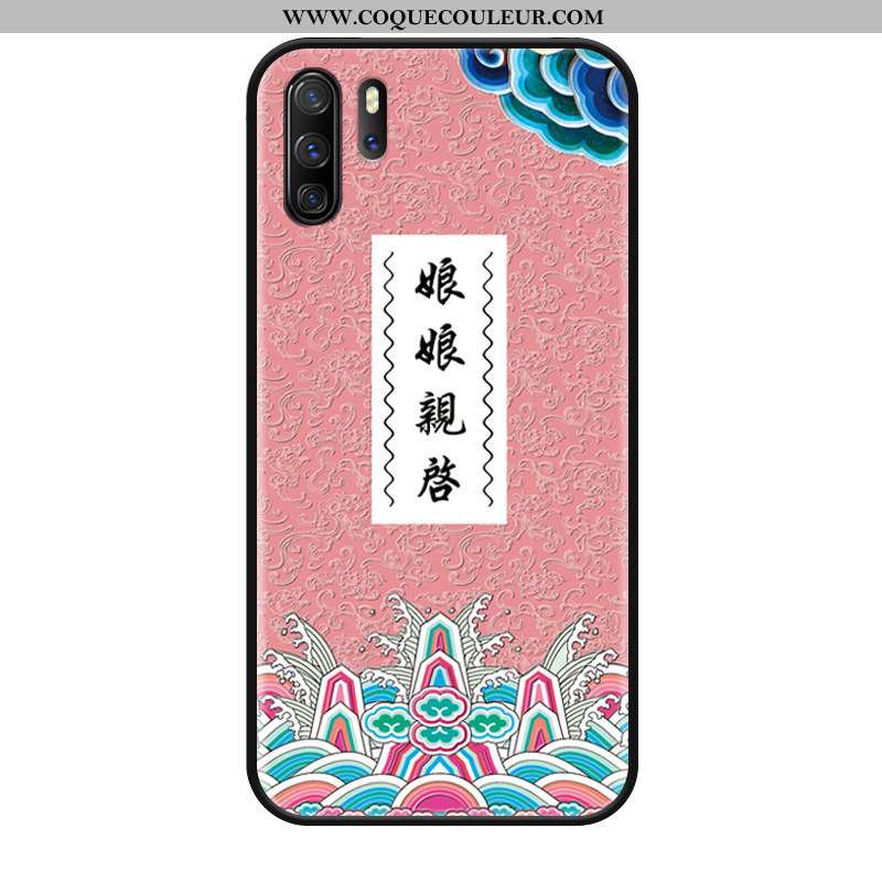 Étui Huawei P30 Pro Délavé En Daim Style Chinois, Coque Huawei P30 Pro Ornements Suspendus Rouge