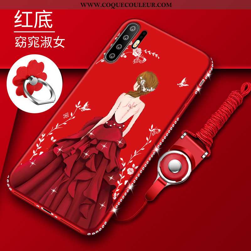 Étui Huawei P30 Pro Ultra Tout Compris Étui, Coque Huawei P30 Pro Tendance Anneau Rouge