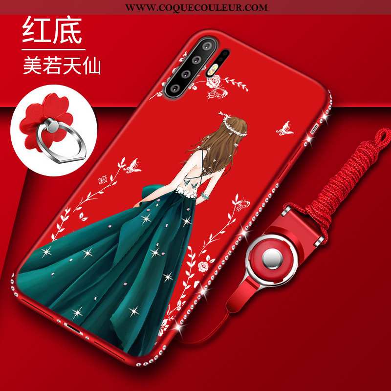 Étui Huawei P30 Pro Ultra Tout Compris Étui, Coque Huawei P30 Pro Tendance Anneau Rouge