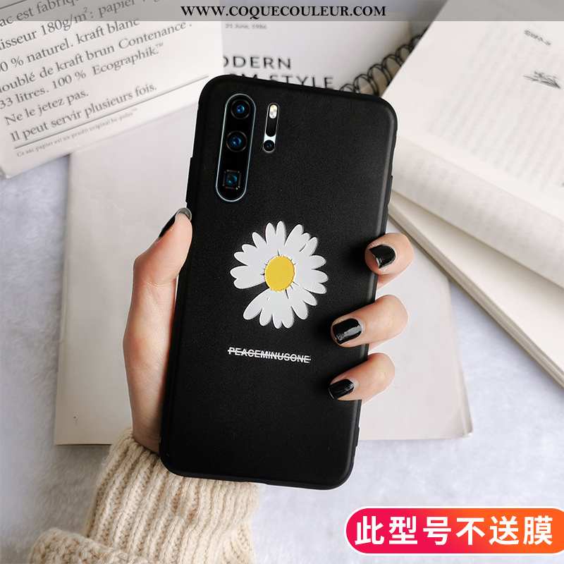 Coque Huawei P30 Pro Fluide Doux Vent Protection, Housse Huawei P30 Pro Silicone Tendance Noir