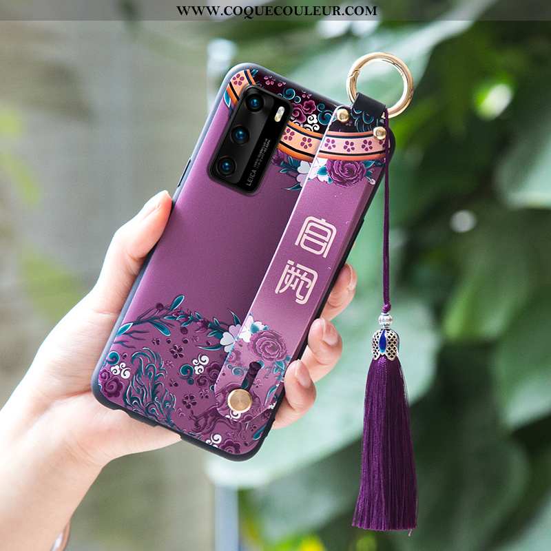 Housse Huawei P40 Fluide Doux Étui Téléphone Portable, Huawei P40 Protection Incassable Violet